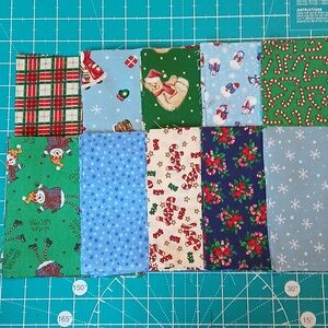 40 Vintage Christmas Fabric Pre-cut Squares 5.75 Inch